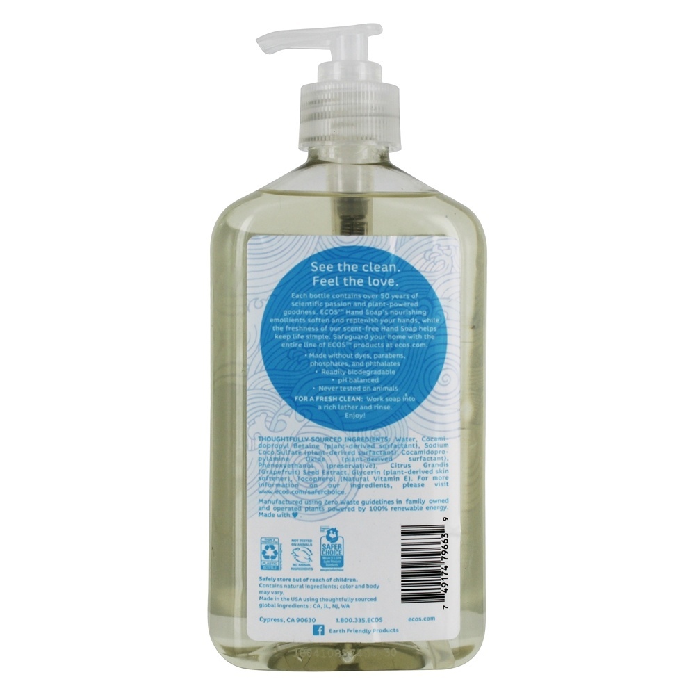 Sabonete para Mãos Hypoallergenic ECOS Free & Clear - 17 fl. oz. Earth Friendly - Imagem 2
