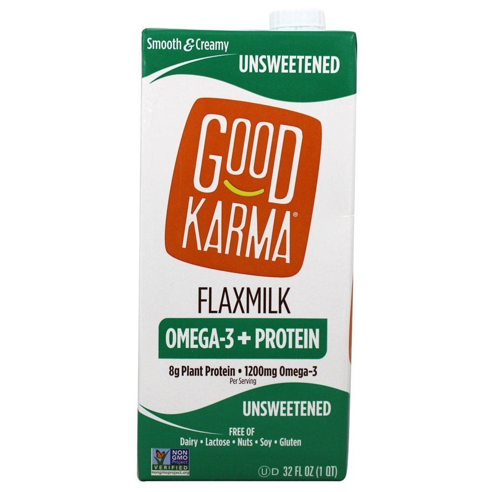 Leite de linho com Omega - 3 + Proteína sem açúcar - 32 fl. oz. Good Karma