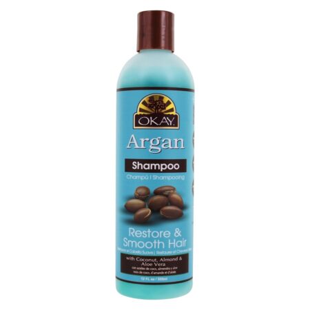 Restauração e Shampoo Cabelo Suave Argan - 12 fl. oz. OKAY Pure Naturals