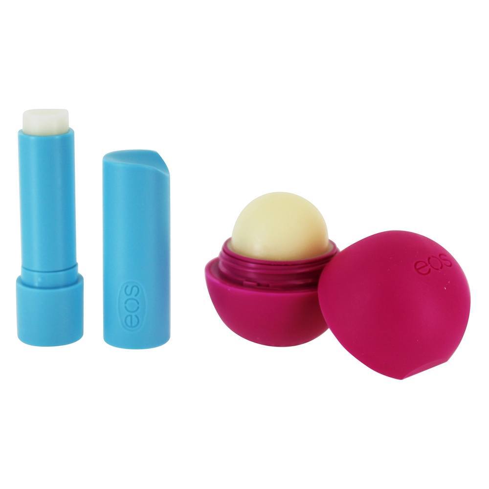 Óleo de coco infundido Stick & Sphere Tropical Lip Balm Combo Pack Manga Hibisco & Wildberry - 2 Edição limitada de contagem EOS Evolution of Smooth - Imagem 2