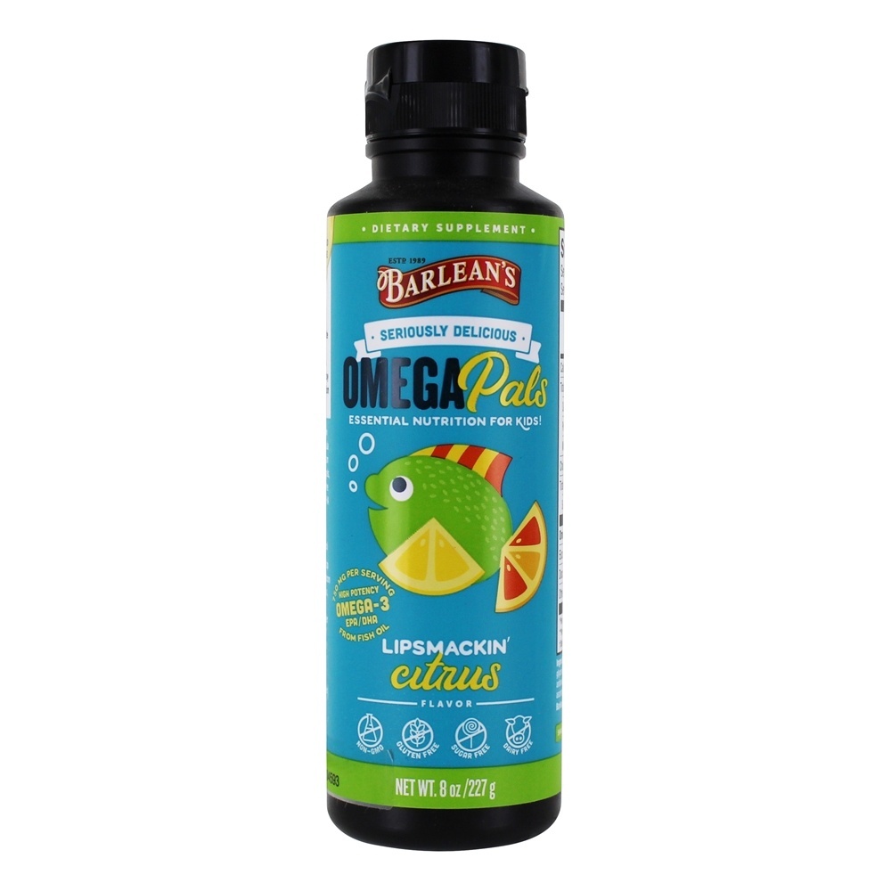 Sério Delicioso Omega Pals Óleo de Peixe para Crianças Lipsmackin Citrus - 8 oz. Barlean's
