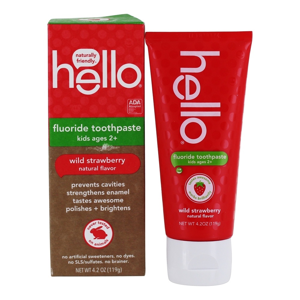 Creme dental infantil com flúor morango natural - 4.2 oz. Hello Products