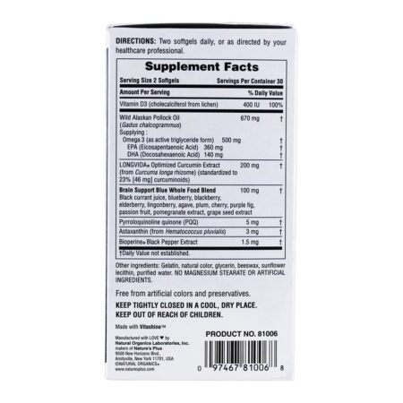 BrainCeutix Omega + Fórmula - 60 Softgels Natures Plus - Imagem 3