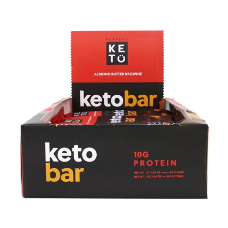 Caixa de Barras Keto Brownie de Manteiga de Amêndoa - 12 Barras Perfect Keto