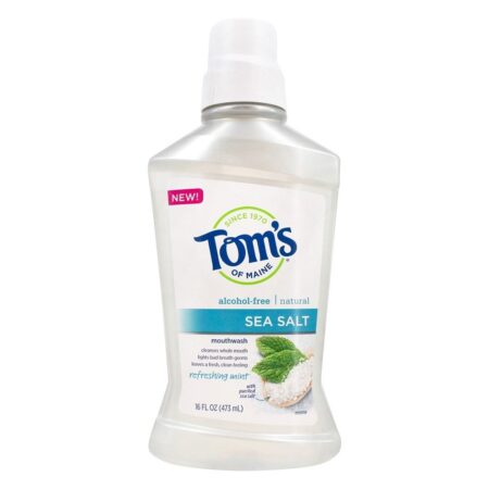 Sem álcool Natural Mouthwash Mar Sal Refrescante Menta - 16 fl. oz. Tom's of Maine