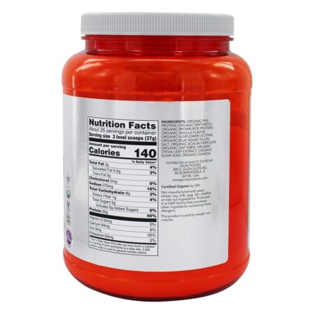 AGORA Sports Orgânica Vegetal Em Pó De Proteína Em Pó De Baunilha - 2 lbs. NOW Foods - Image 2