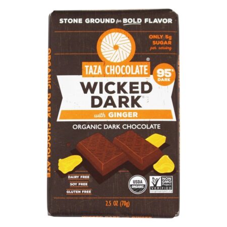 95 Barra de chocolate escura Wicked Ginger - 2.5 oz. Taza Chocolate