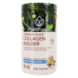 Feijão cremoso da baunilha do pó completo do construtor do colagénio da planta - 11.43 oz. PlantFusion
