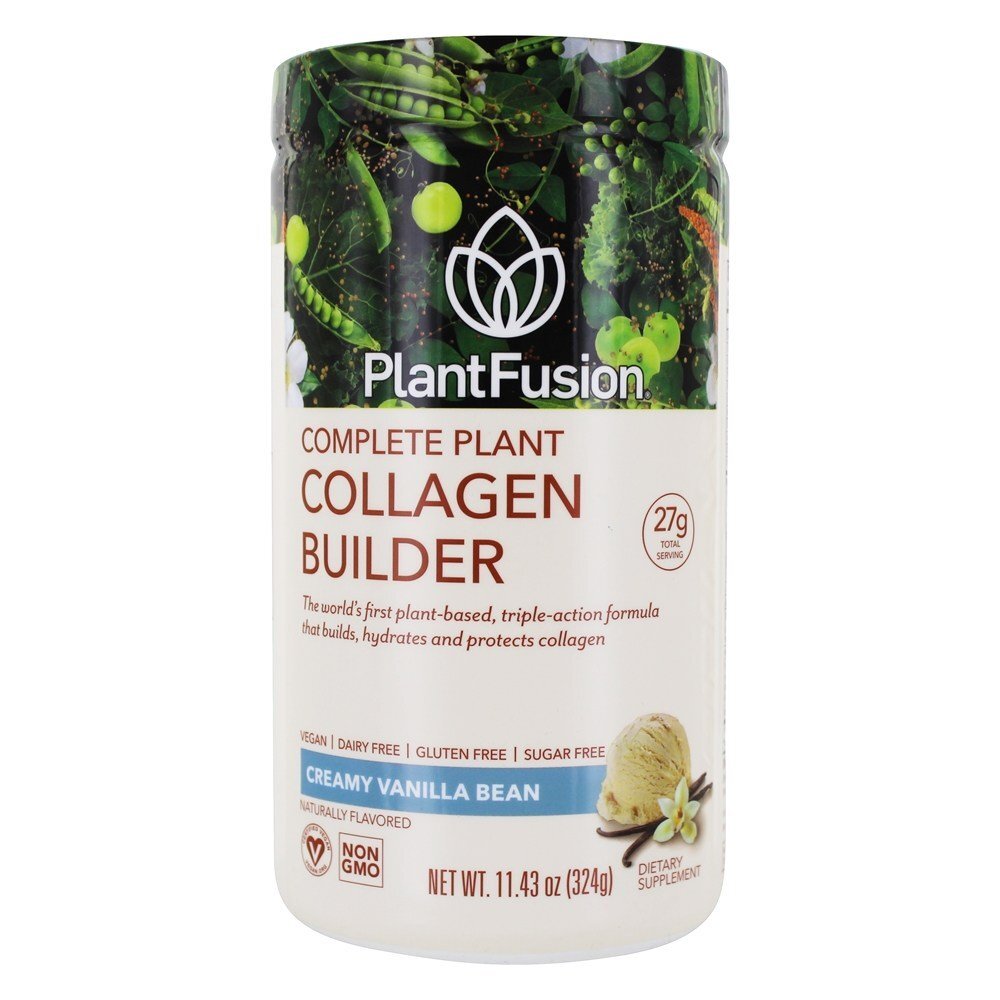 Feijão cremoso da baunilha do pó completo do construtor do colagénio da planta - 11.43 oz. PlantFusion