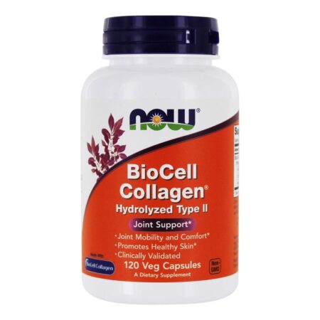 Suporte para Articulações Hidrolisadas Tipo II BioCell Collagen - 120 Cápsula (s) vegetal (s) NOW Foods