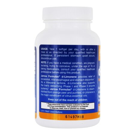 Óleo de Casca de Laranja Natural d-Limonene 1000 mg. - 60 Softgels Jarrow Formulas - Image 3