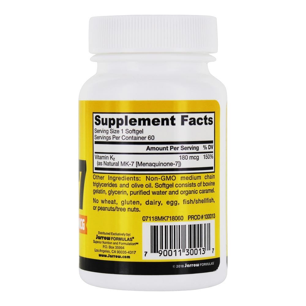 MK-7 para saúde óssea e cardiovascular 180 mcg. - 60 Softgels Jarrow Formulas - Imagem 2