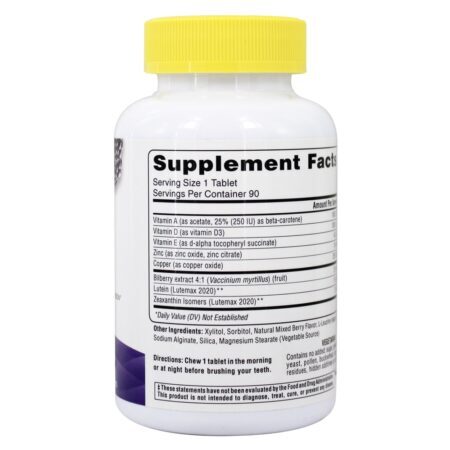Simplesmente um mastigável Veja claramente a Fórmula de Visão de Poder Triplo Wild-Berry - 90 comprimidos mastigáveis Super Nutrition - Imagem 2