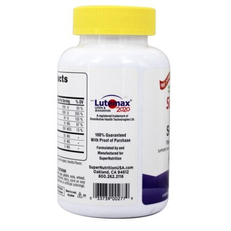 Simplesmente um mastigável Veja claramente a Fórmula de Visão de Poder Triplo Wild-Berry - 90 comprimidos mastigáveis Super Nutrition - Imagem 4