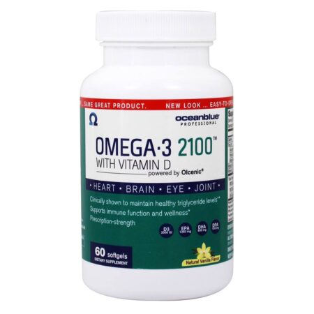 Omega - 3 com sabor de baunilha natural com vitamina D 2100 mg. - 60 Softgels Oceanblue