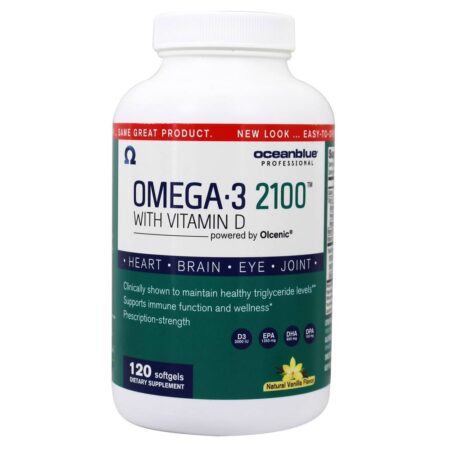 Omega - 3 com sabor de baunilha natural com vitamina D 2100 mg. - 120 Softgels Oceanblue