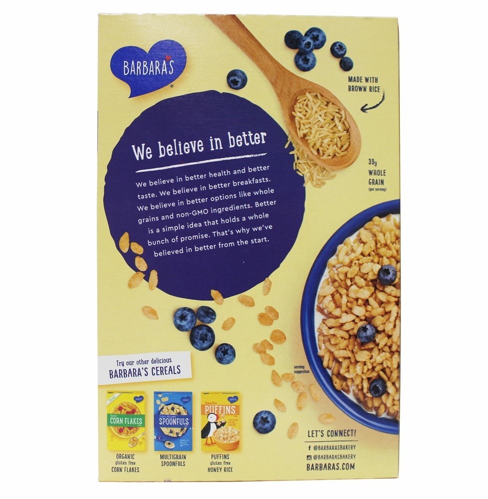 Cereal orgânico das batatas fritas do arroz marrom - 10 oz. Barbara's - Imagem 4