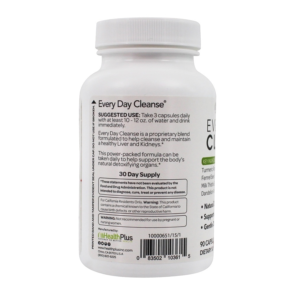 Todos os dias Cleanse função hepática e renal Suporte 750 mg. - Cápsulas 90 Health Plus - Imagem 3
