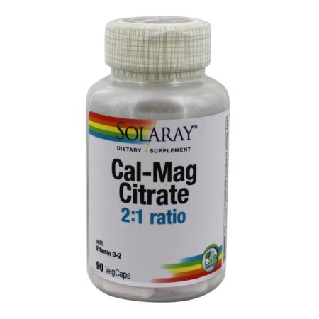 Citrato Cal-Mag 2 : 1 Ratio com Vitamina D2 - 90 Cápsula (s) vegetal (s) Solaray