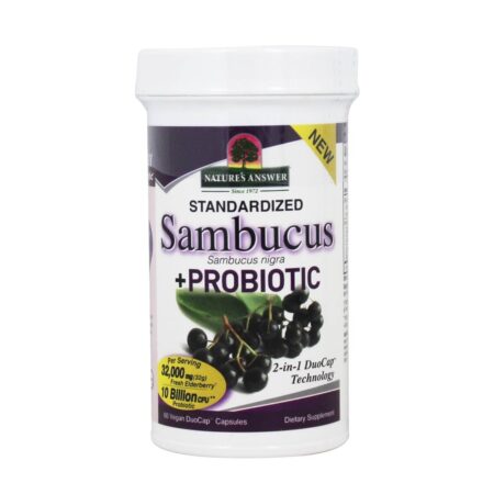 Sambucus Padronizado + Suporte Imune a Probióticos - Cápsulas Vegan 60 Nature's Answer - Image 2