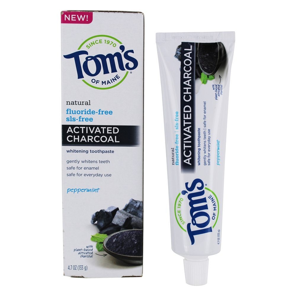 Fluoreto Natural & SLS Livre Ativado Carvão Vegetal Branqueamento De Hortelã-Pimenta - 4.7 oz. Tom's of Maine