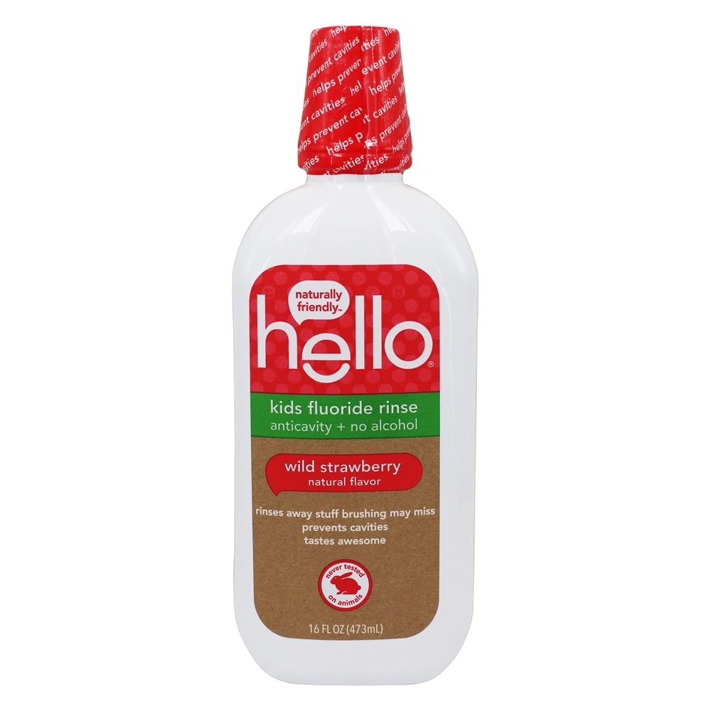 O fluoreto da anticavidade das crianças lava o morango silvestre natural do colutório - 16 fl. oz. Hello Products