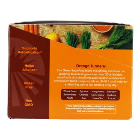 Verde Superfood Detox Efervescentes Verdes Tablets Orange Turmeric - 6 Tubos Amazing Grass - Image 3