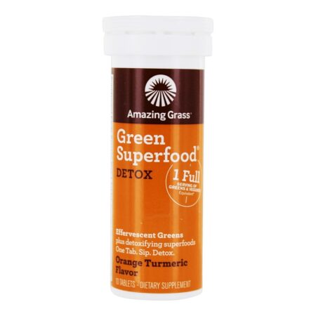 Verde Superfood Detox Efervescentes Verdes Tablets Orange Turmeric - 6 Tubos Amazing Grass - Image 5