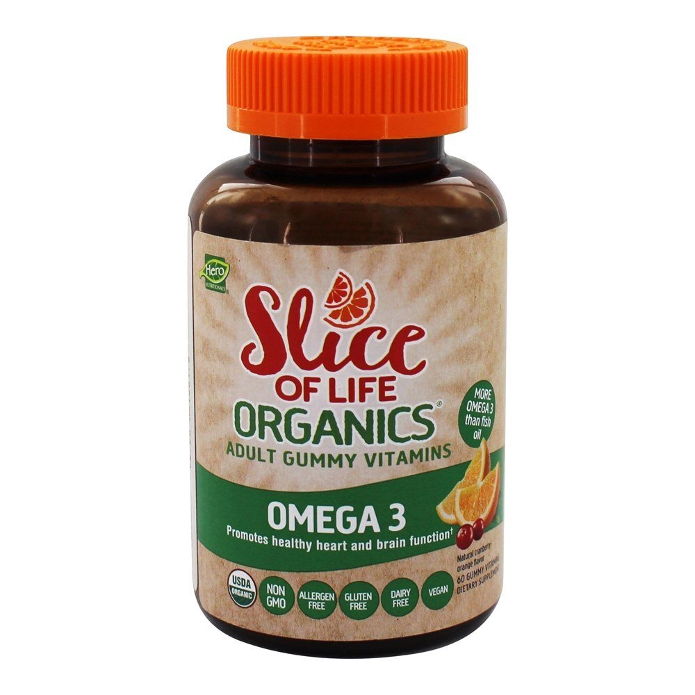 Slice of Life Organics Omega 3 Vitaminas Gummy Adult Sabor Cranberry-Orange - 60 Gummies Hero Nutritionals Products