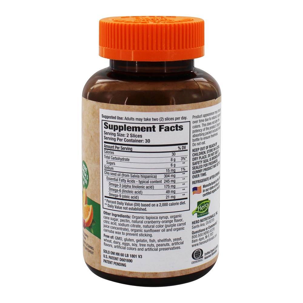 Slice of Life Organics Omega 3 Vitaminas Gummy Adult Sabor Cranberry-Orange - 60 Gummies Hero Nutritionals Products - Imagem 2