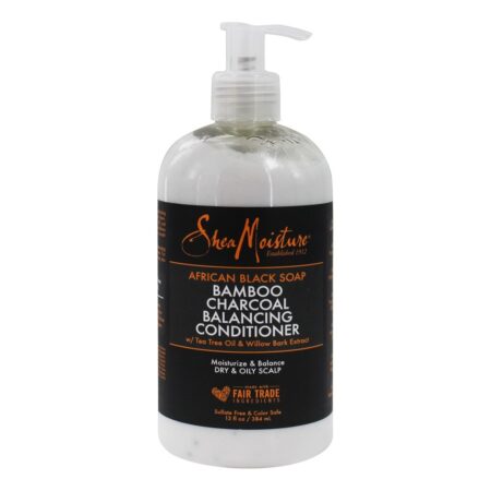 Condicionador de equilíbrio de carvão de bambu de sabão preto Africano - 13 fl. oz. Shea Moisture