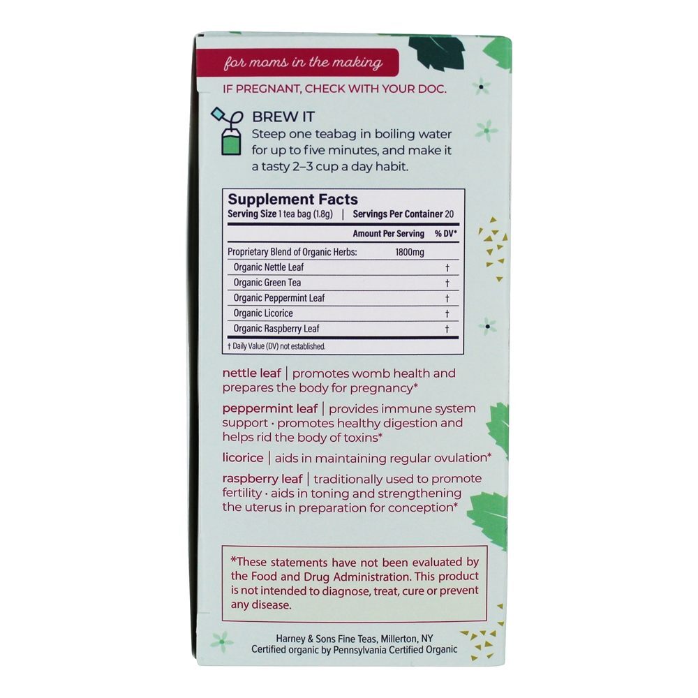 Bump-Start Tea Folha De Hortelã-pimenta - 20 Saquinhos de Chá Bundle Organics - Imagem 2