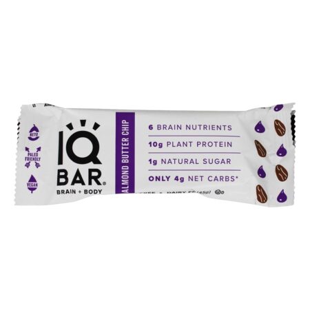 Cérebro + Body Bar Chip de Amêndoa Manteiga - 1.6 oz. IQ Bar