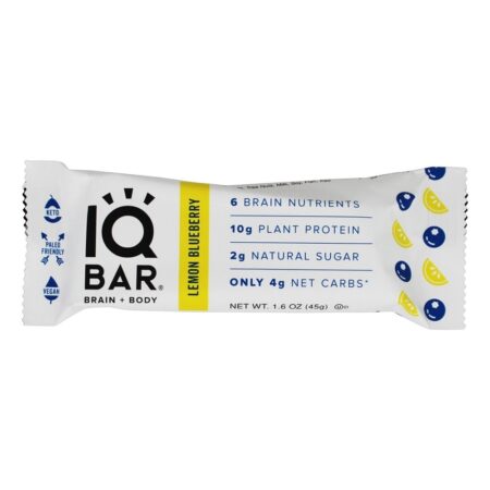 Barra de cérebro + corpo barra de limão mirtilo - 1.6 oz. IQ Bar