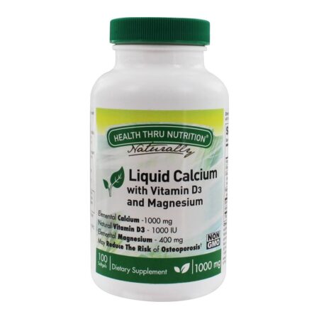 Cálcio Líquido com Vitamina D3 e Magnésio - 100 Softgels Health Thru Nutrition