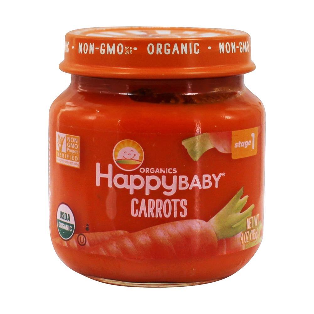 Bebê feliz orgânico claro crafted comida de bebê fase 1 cenouras - 4 oz. Happy Family