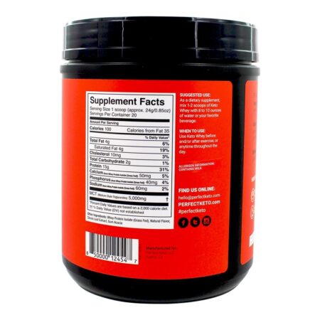 Keto Whey Pó De Baunilha - 16.7 oz. Perfect Keto - Image 2