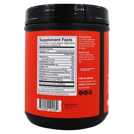 Keto Whey Em Pó De Chocolate - 18 oz. Perfect Keto - Image 2