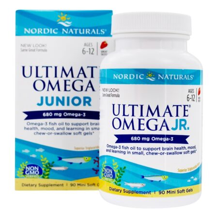 Omega Morango de Fórmula Júnior 680 mg . - 90 Mini cápsulas gelatinosas Nordic Naturals