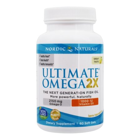 Ultimate Omega 2X com Vitamina D3 Formula Lemon - 60 Softgels Nordic Naturals - Image 2