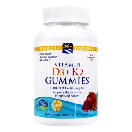 Vitamina D3 + K2 Gummies Suporte de Força Óssea Romã - 60 Gummies Nordic Naturals