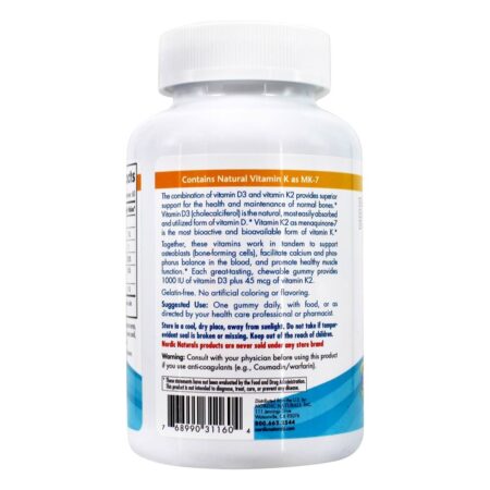 Vitamina D3 + K2 Gummies Suporte de Força Óssea Romã - 60 Gummies Nordic Naturals - Image 3