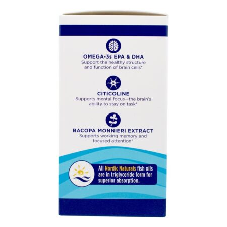 Omega Concentre-se no extrato de Citicoline & Bacopa Monnieri 1280 mg . - 60 Softgels Nordic Naturals - Image 5