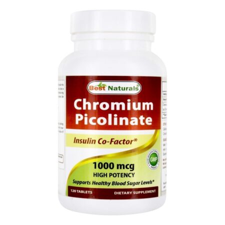 Fórmula do co-fator de insulina de alta potência de picolinato de cromo 1000 mcg. - 120 Tablets Best Naturals