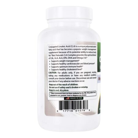 Fórmula de controle de peso de ácido linoléico conjugado complexo CLA - 120 Softgels Best Naturals - Image 3