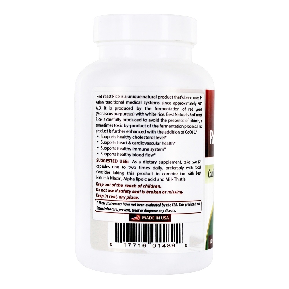 Suporte Cardiovascular do Red Yeast Rice 600 mg . - Cápsulas 120 Best Naturals - Imagem 3