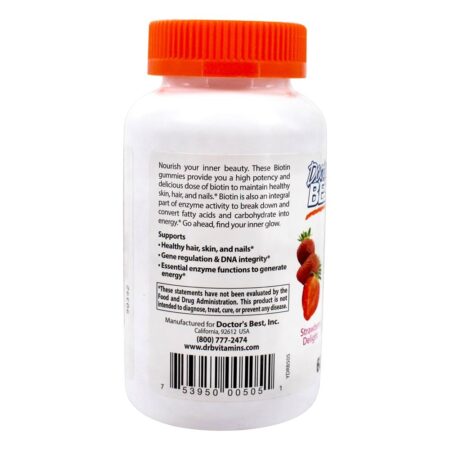 Biotin Gummies Strawberry Delight 5000 mcg. - 30 Gummies Doctor's Best - Image 3