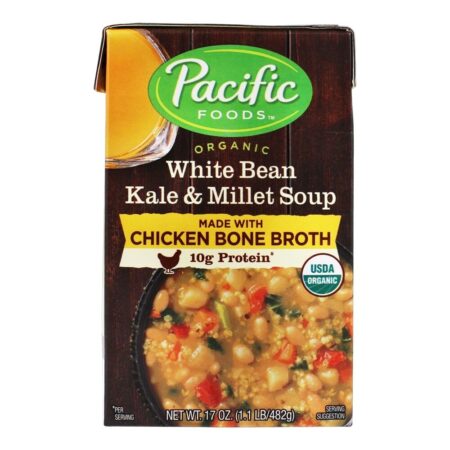 Kale de feijão branco orgânico & Sopa de painço com sopa de caldo de osso de galinha – 17 oz. Pacific Foods — foto 1 Kale de feijão branco orgânico & Sopa de painço com sopa de caldo de osso de galinha – 17 oz. Pacific Foods — foto 1