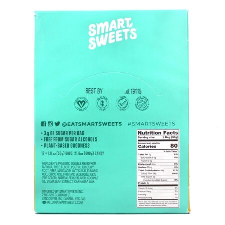 Pêssego Gomoso Tangy Anéis de Pêssego - 12 Malas SmartSweets - Image 2