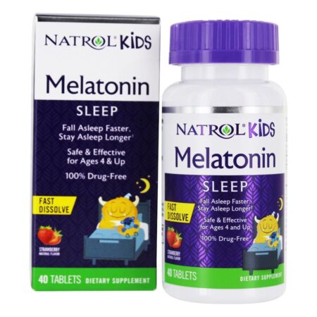 Kids Melatonin Fast Dissolve Sleep Suporte Morango 1 mg . - 40 Tablets Natrol